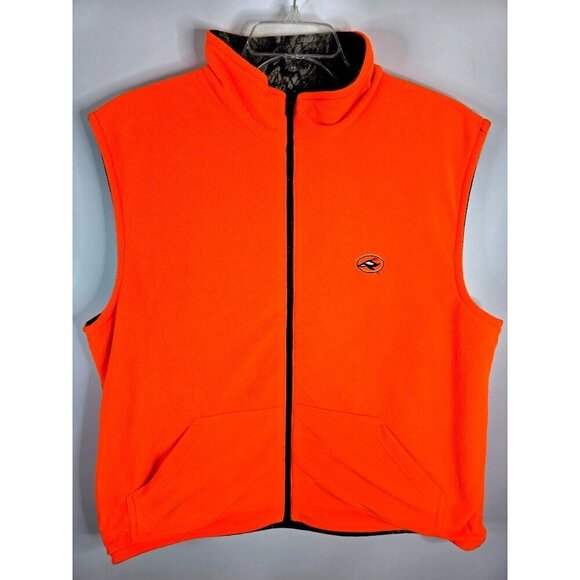 Red Head Camo/Orange Reversible Zip Up Fleece Vest Men's Size Large - Picture 4 of 9